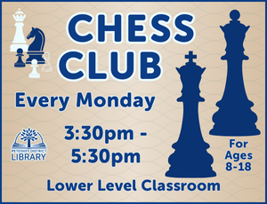 Chess Club program image on tan background